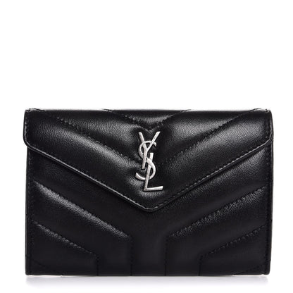 Saint Laurent Lambskin Y Quilted Monogram Small Loulou Envelope Wallet Black 1 of 8