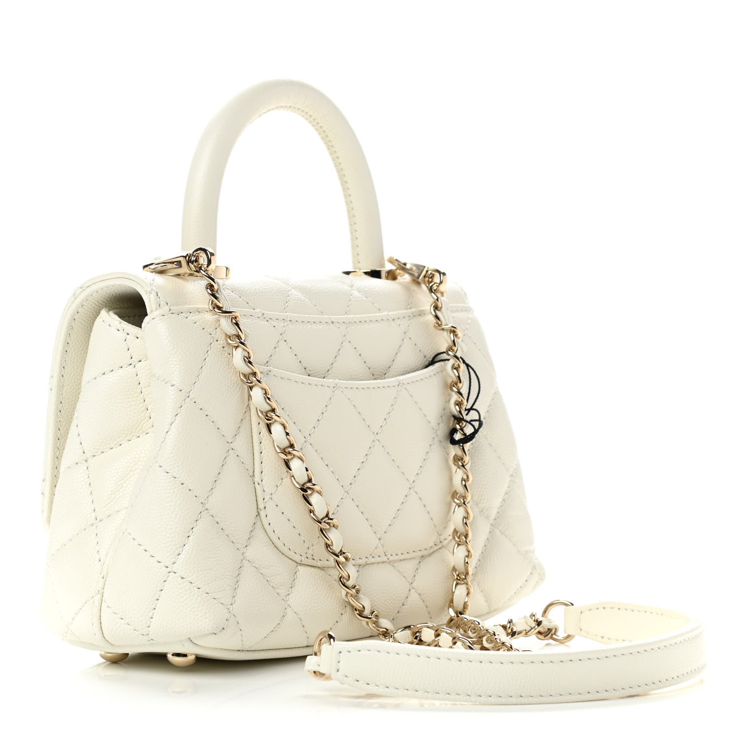 Chanel Caviar Quilted Extra Mini Coco Handle Flap White 4 of 10