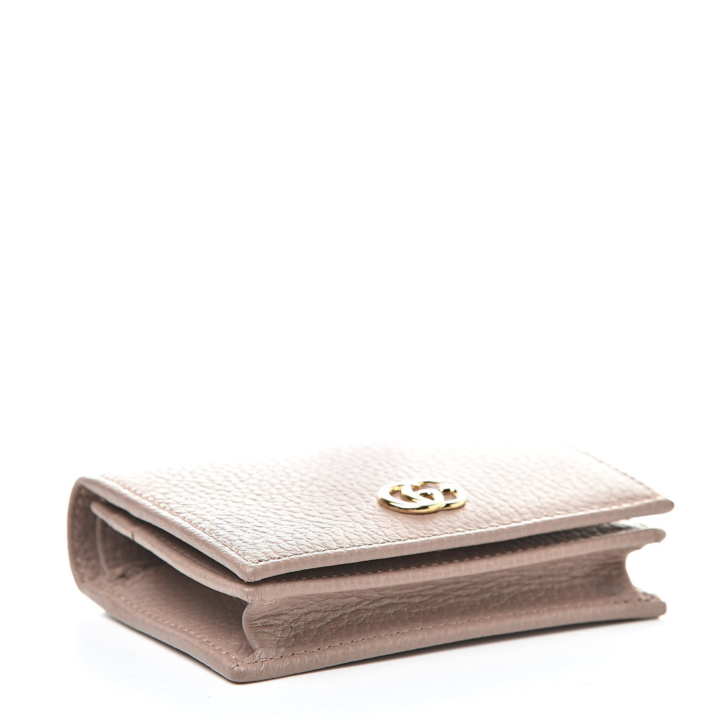 Pebbled Calfskin GG Marmont Card Case Porcelain Rose