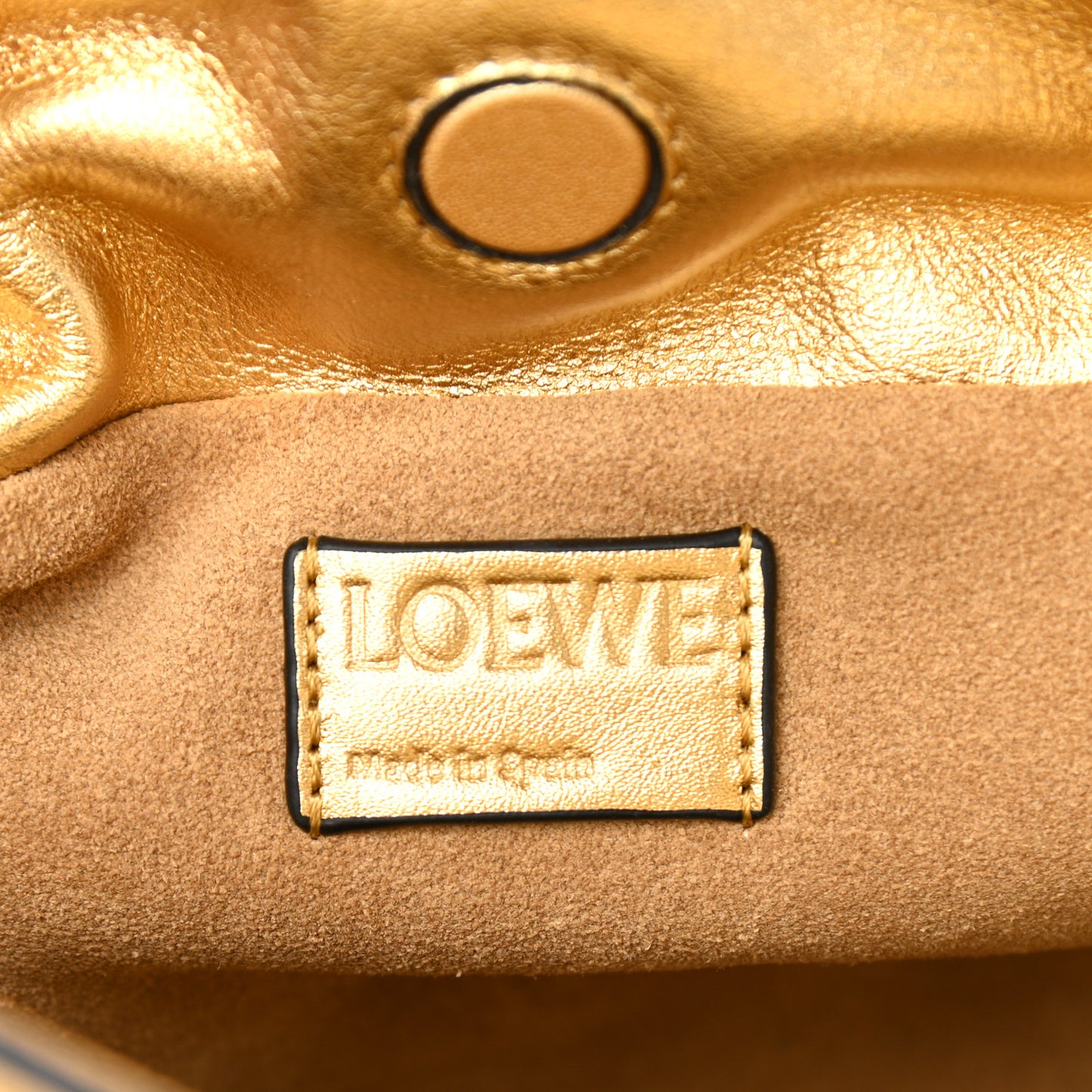 Metallic Calfskin Nano Flamenco Knot Clutch Gold