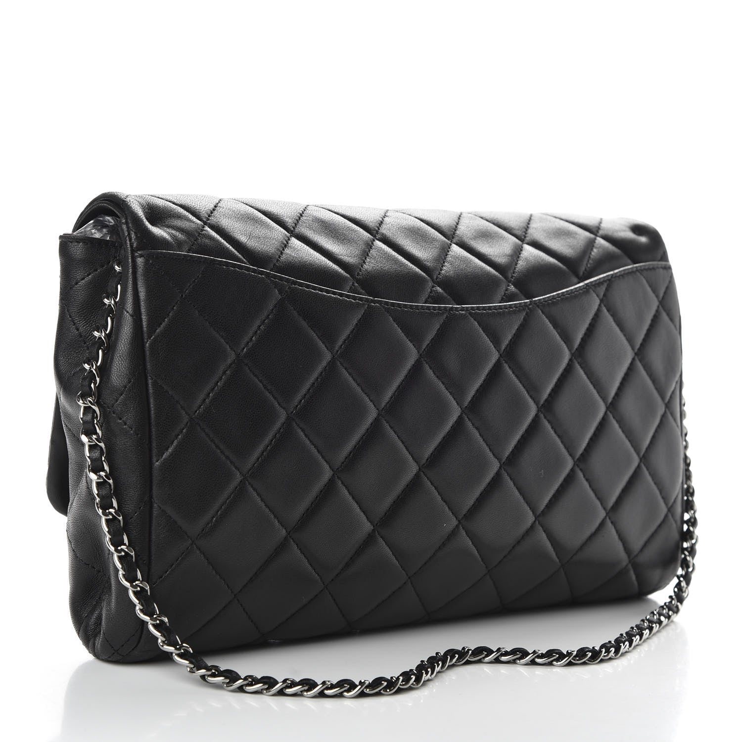 Chanel Lambskin Quilted Clutch With Chain Flap Black 3 of 12