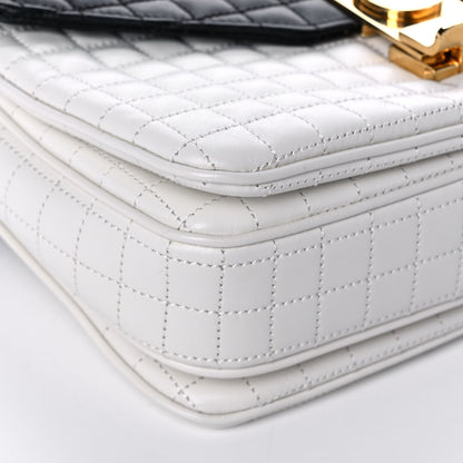 Celine Calfskin Quilted Medium C Bag Black White 4 of 10