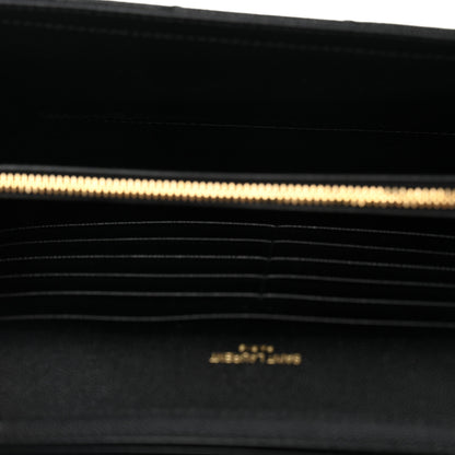 Saint Laurent Grain De Poudre Matelasse Chevron Monogram Chain Wallet Black 5 of 11