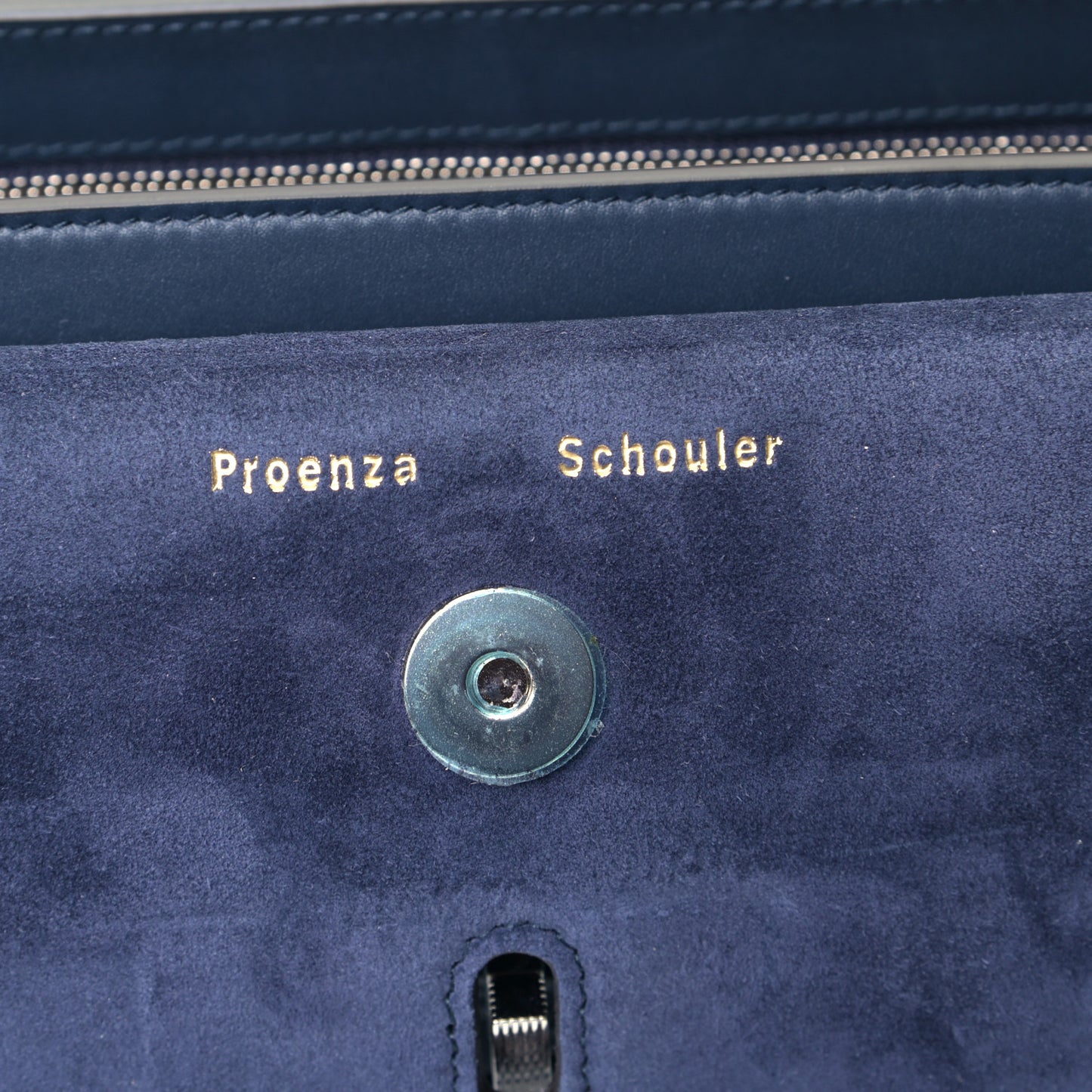 Suede Calfskin Mini PS11 Classic Shoulder Bag Dark Navy