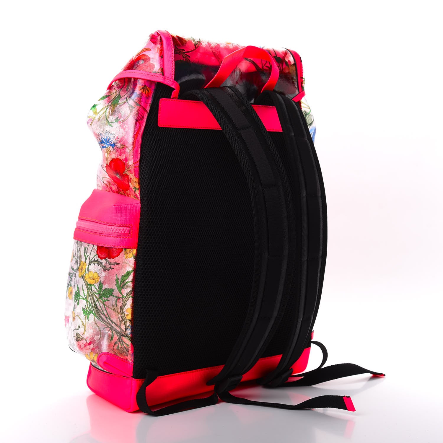 Gucci PVC Floral Double Buckle Backpack Fuchsia 2 of 9