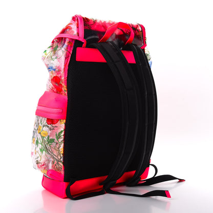 Gucci PVC Floral Double Buckle Backpack Fuchsia 2 of 9
