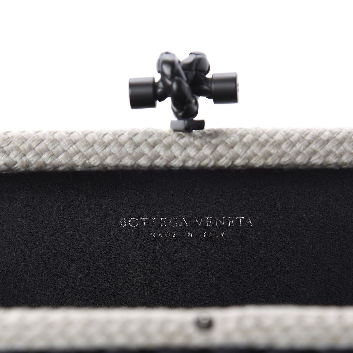 Satin Intreccio Impero Stretch Knot Clutch Black Natural