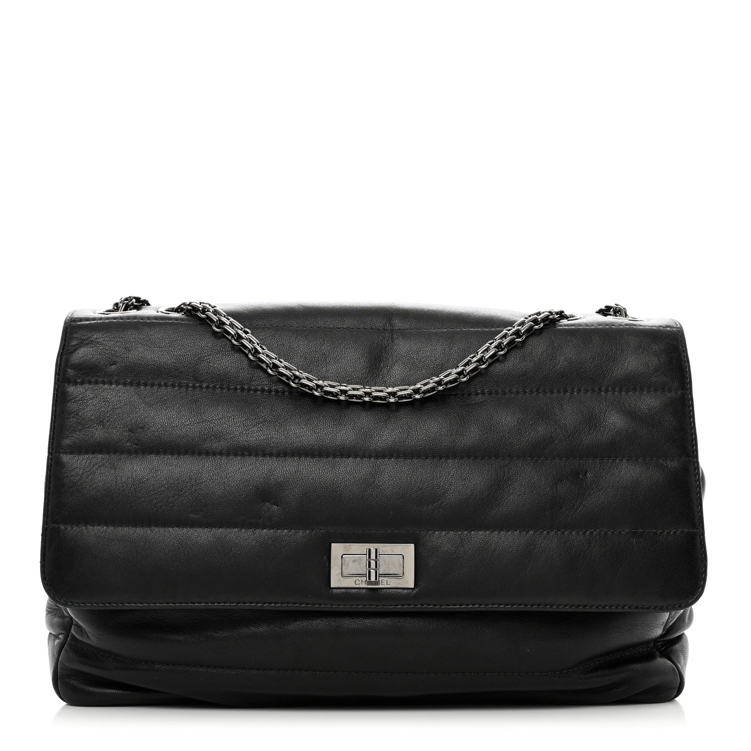 Chanel Lambskin Horizontal Quilt Jumbo Mademoiselle Flap Black 1 of 10
