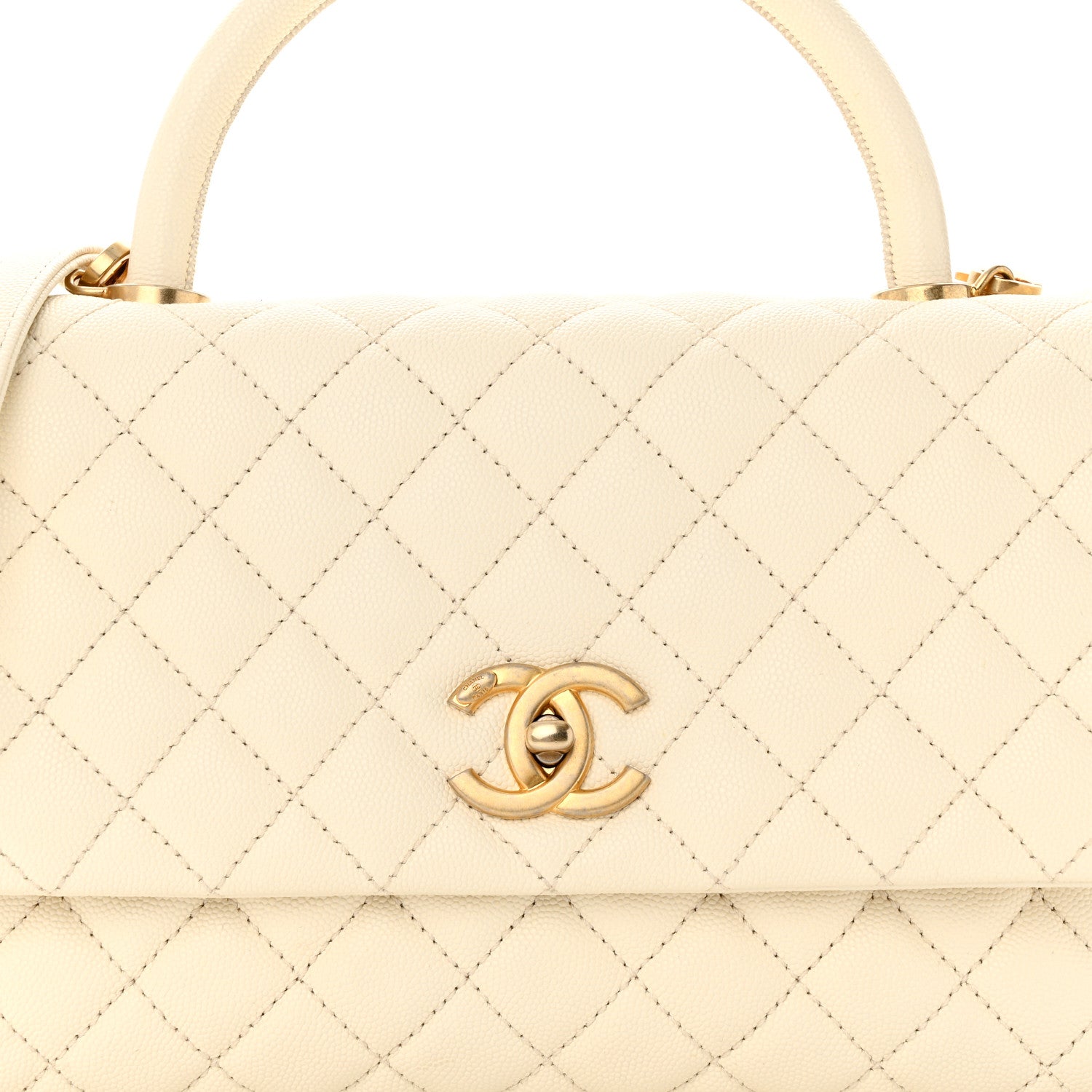 Chanel Caviar Quilted Small Coco Handle Flap White 7 of 10