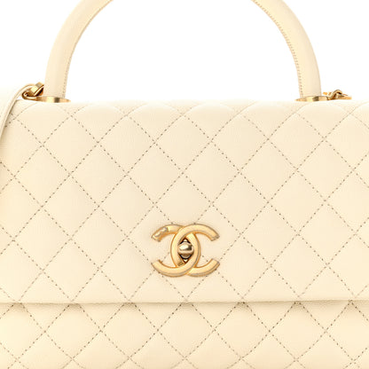 Chanel Caviar Quilted Small Coco Handle Flap White 7 of 10
