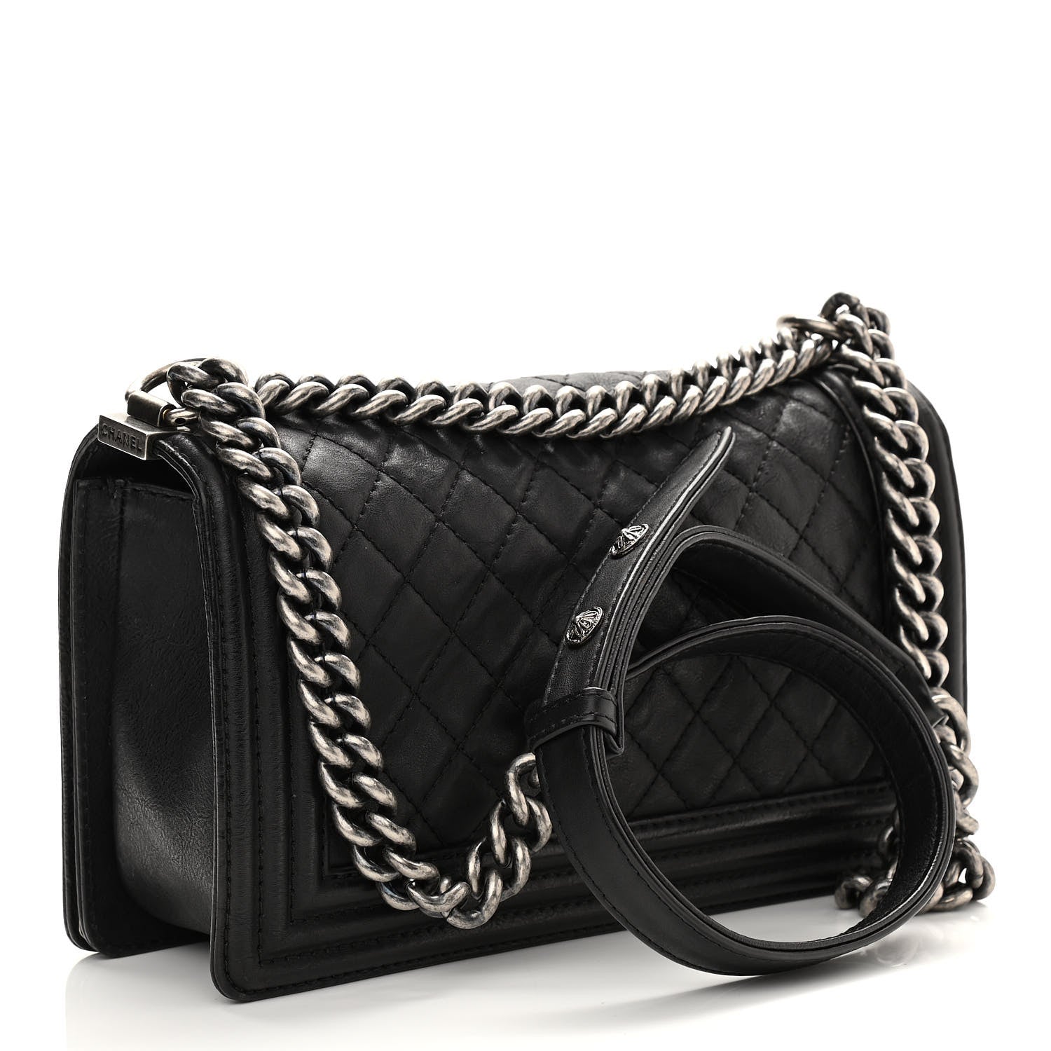 Chanel Calfskin Quilted Metal Embellished Paris Dallas Medium Boy Flap Black 2 of 10