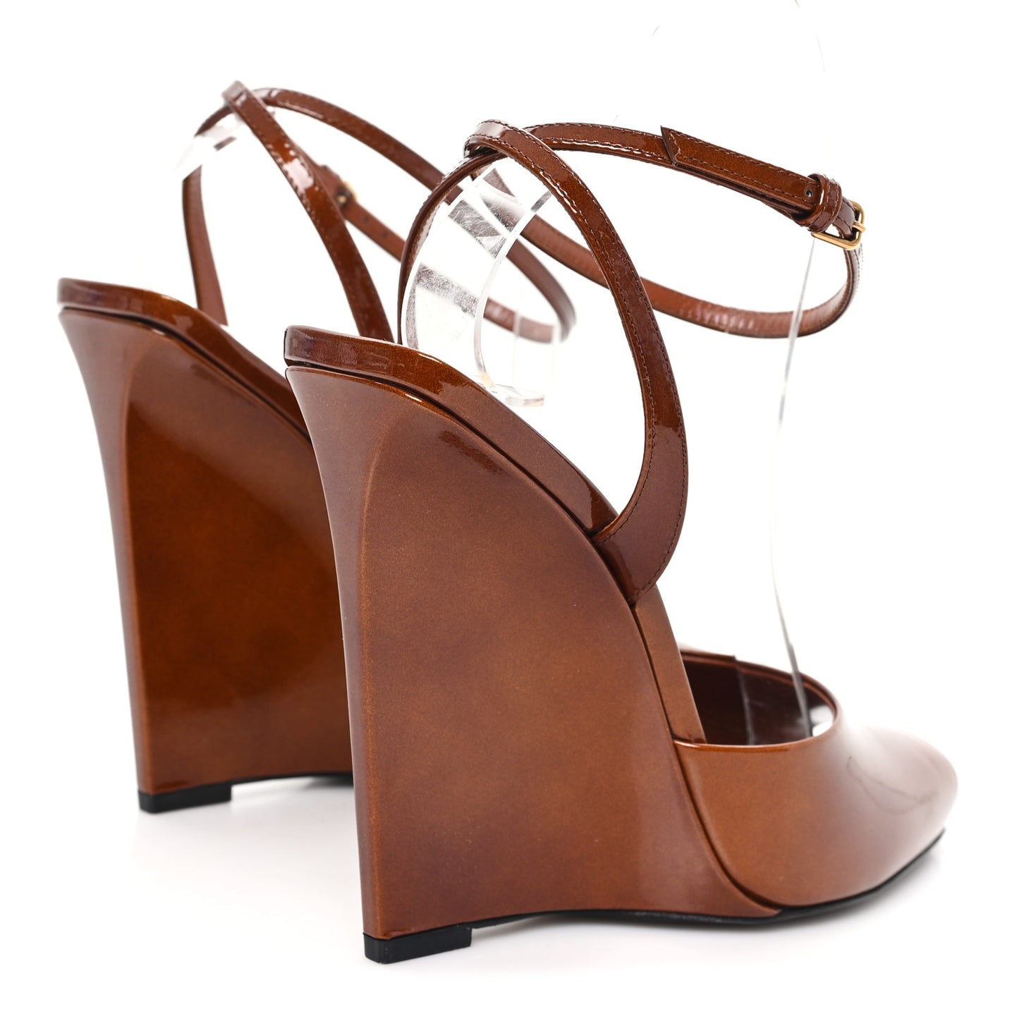 Patent Calfskin La Scandale Wedges 39 Fluffy Chataigne