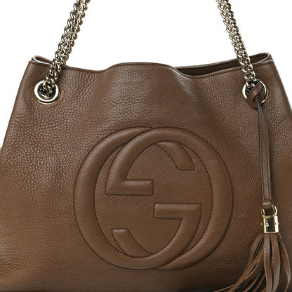 Gucci Pebbled Calfskin Medium Soho Chain Shoulder Bag Maple Brown 8 of 15