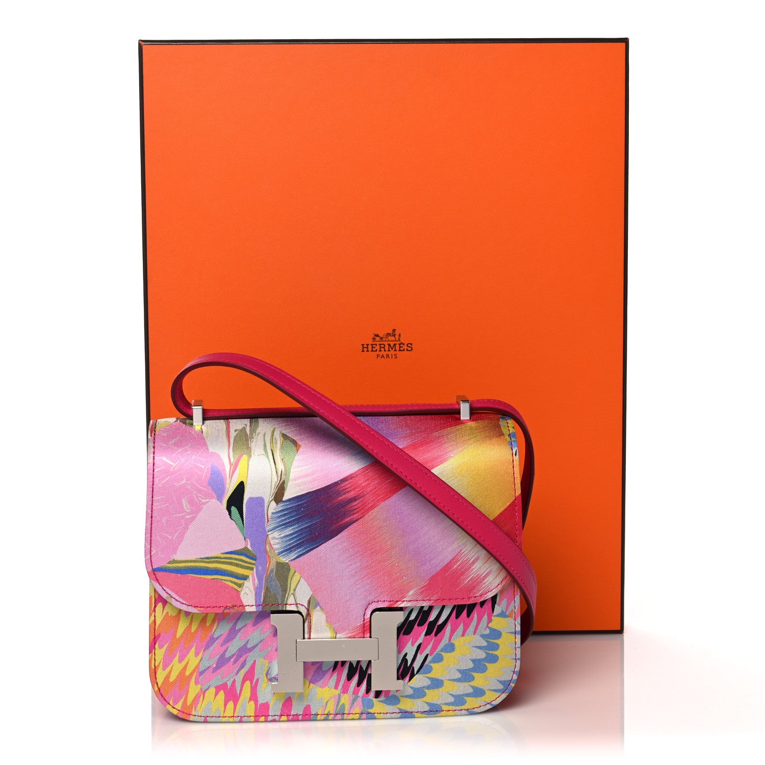 Hermes Swift Silk Marble Printed Constance 18 Rose Azalee Rose Mexico 10 of 10