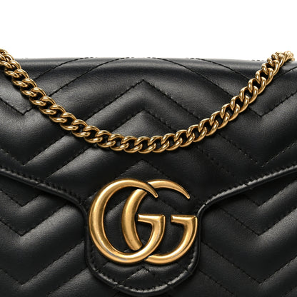 Gucci Calfskin Matelasse GG Marmont Chain Wallet Black 8 of 11