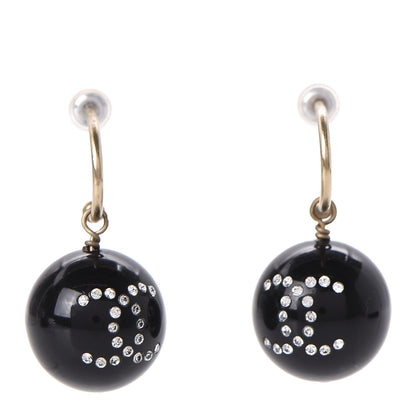 Chanel Resin Crystal CC Earrings Black 1 of 3