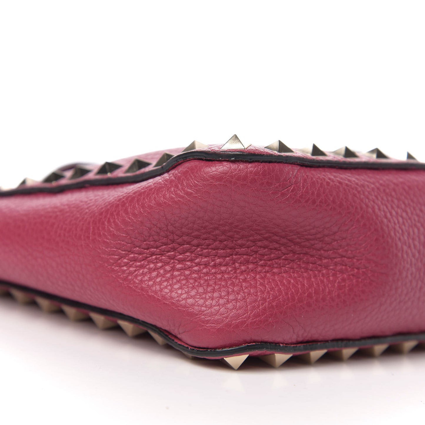 Pebbled Calfskin Mini Rockstud Flip-Lock Messenger Bag Raspberry