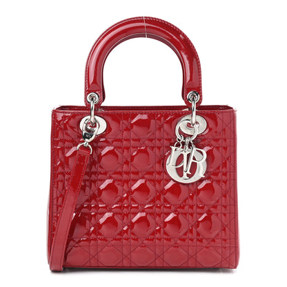 Christian Dior Patent Cannage Medium Lady Dior Red 1 of 9