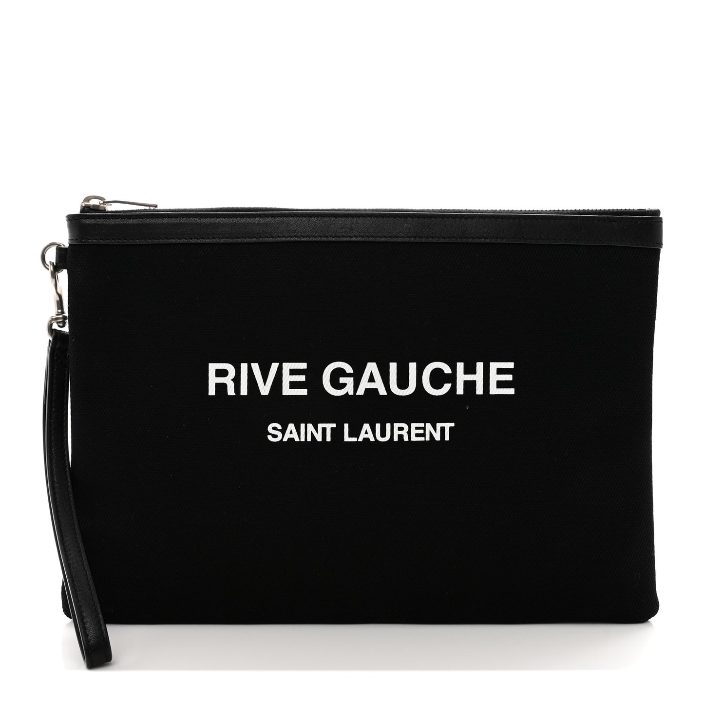 Linen Canvas Rive Gauche Zipped Pouch Black