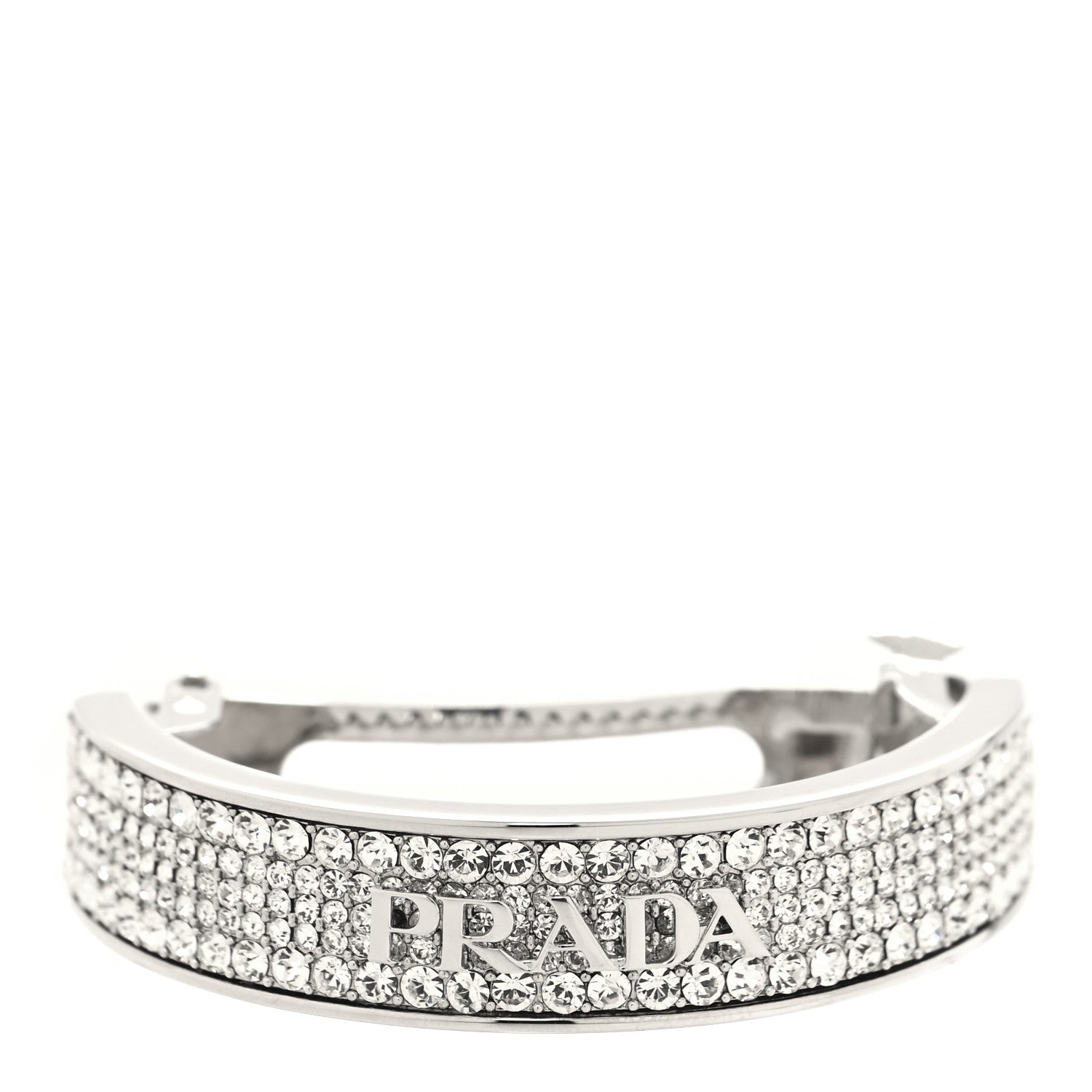 Prada Metal Crystal Hair Clip Silver 1 of 4