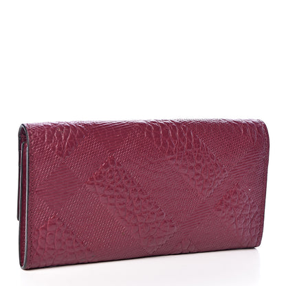 Burberry Signature Grain Calfskin Check Embossed Porter Continental Wallet Dark Plum 3 of 9