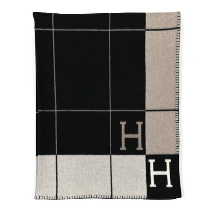 Hermes Wool Cashmere Avalon Blanket Ecru Gris Fonce 1 of 3
