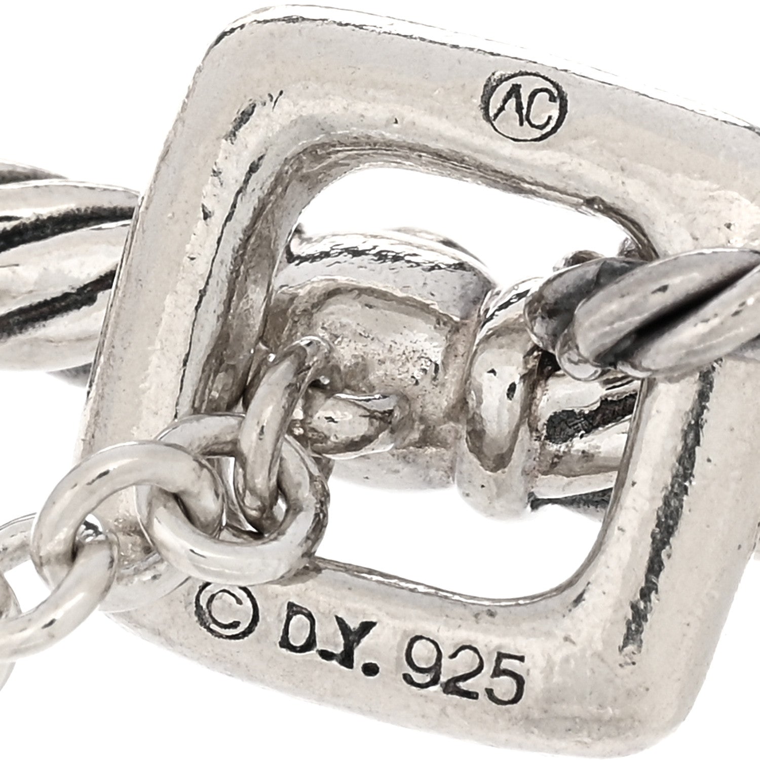 David Yurman Sterling Silver Diamond Cable Heart Charm Bracelet 3 of 3