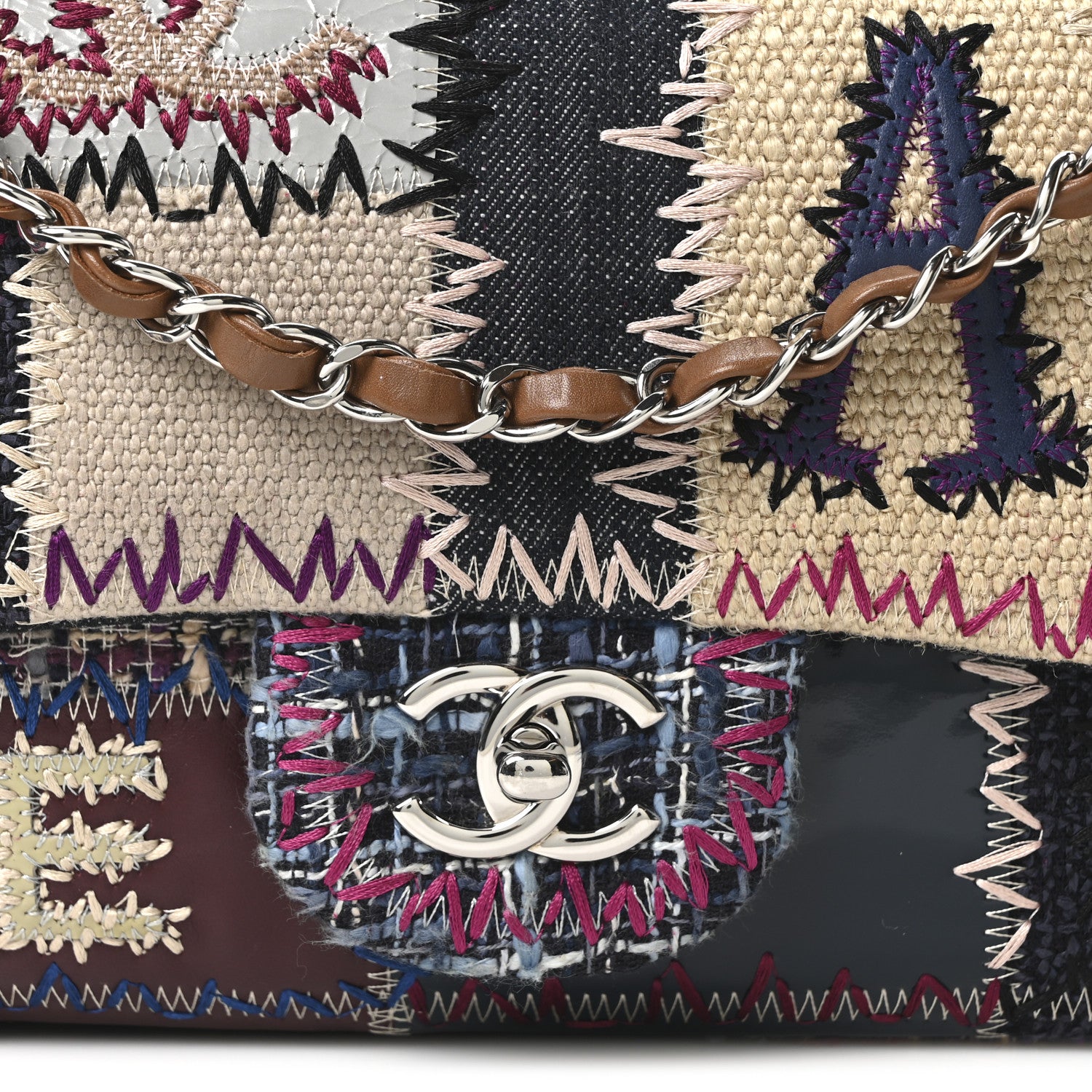 Chanel Denim Tweed Patchwork Medium Single Flap Multicolor 7 of 9
