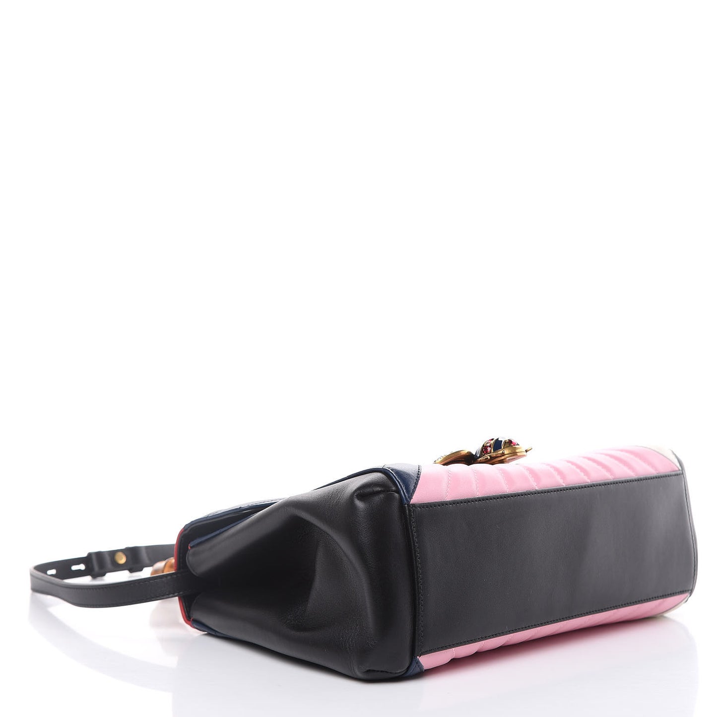 Calfskin Bamboo Trapuntata Queen Margaret Top Handle Bag Blue Agata Hibiscus Red Mystic White Sugar Pink