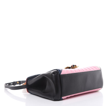 Gucci Calfskin Bamboo Trapuntata Queen Margaret Top Handle Bag Blue Agata Hibiscus Red Mystic White Sugar Pink 4 of 15