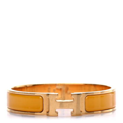 Hermes Enamel Narrow Clic Clac H Bracelet PM Jaune Madras 1 of 4