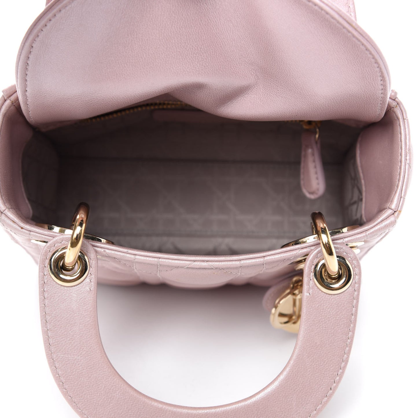 Metallic Lambskin Cannage Mini Lady Dior Lotus