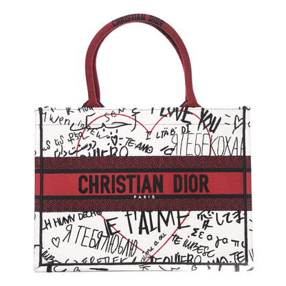 Christian Dior Canvas Embroidered Medium Dioramour Graffiti Book Tote Latte Multicolor 1 of 11