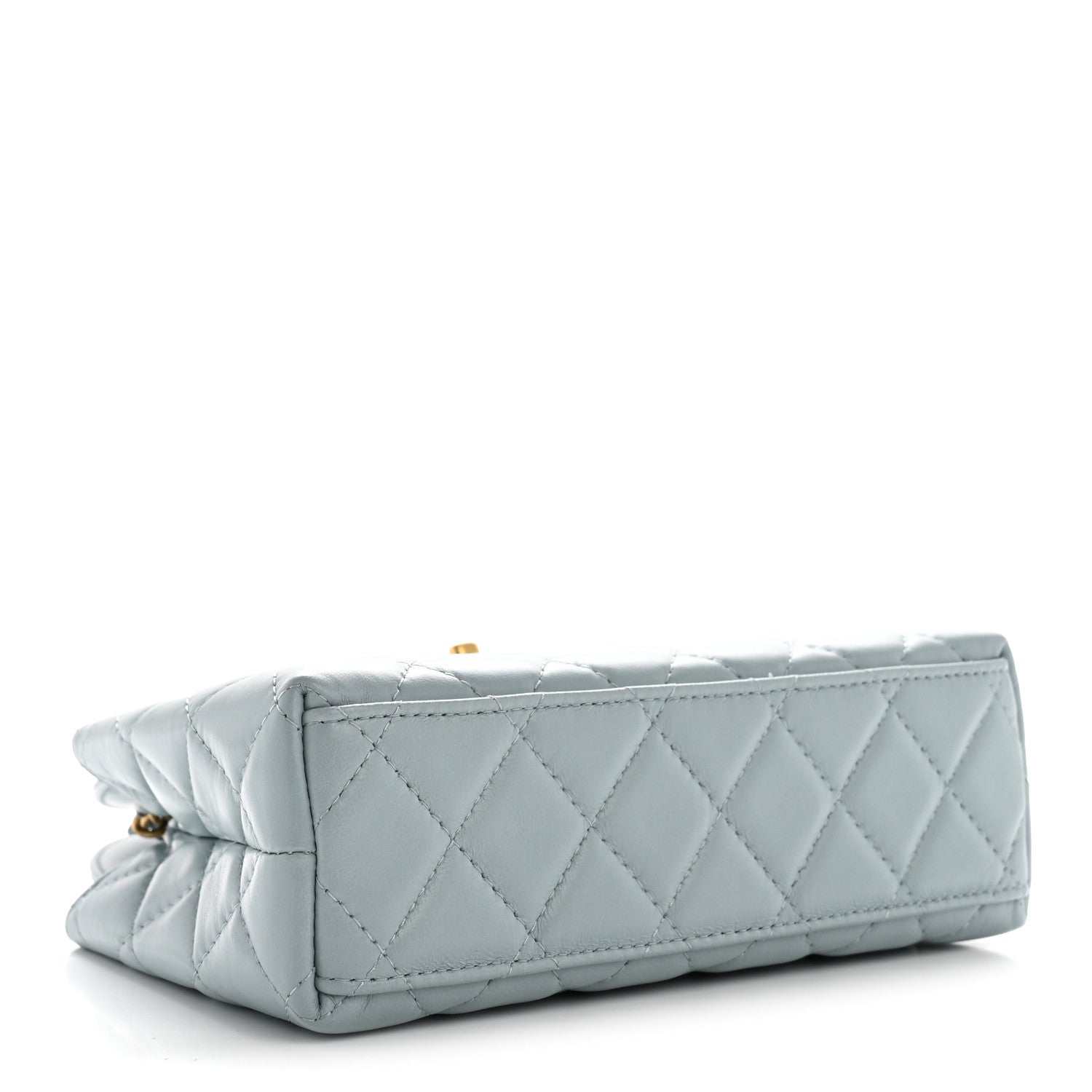 Chanel Shiny Aged Calfskin Quilted Nano Kelly Shopper Light Blue 4 of 11
