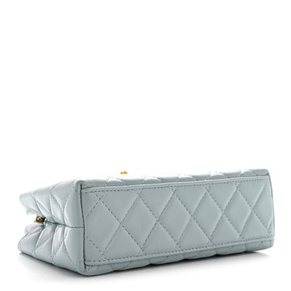 Chanel Shiny Aged Calfskin Quilted Nano Kelly Shopper Light Blue 4 of 11