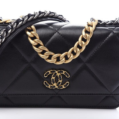 Chanel Lambskin Quilted 19 Wallet On Chain WOC Black 9 of 11