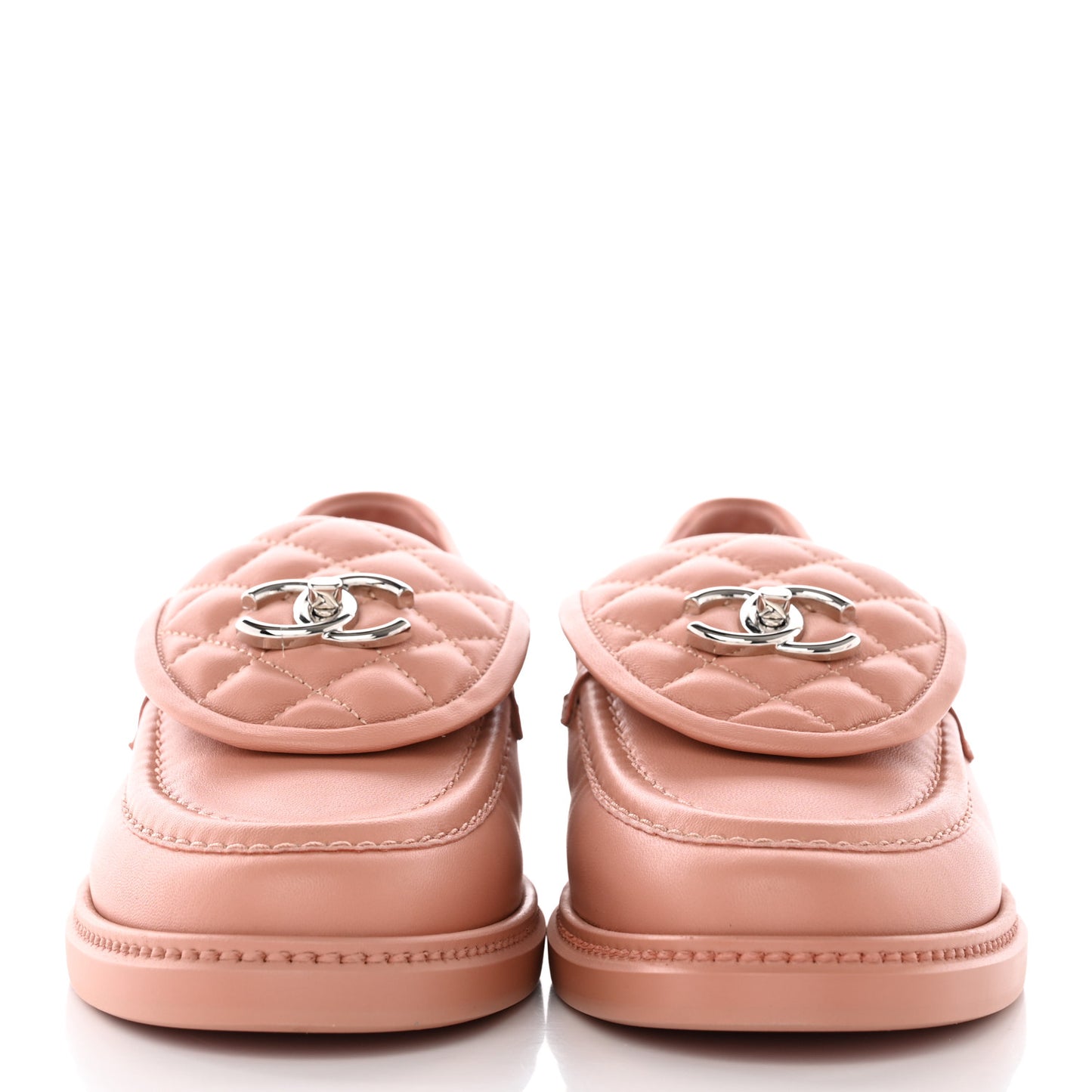 Lambskin Quilted CC Turnlock Loafers 40 Dark Pink