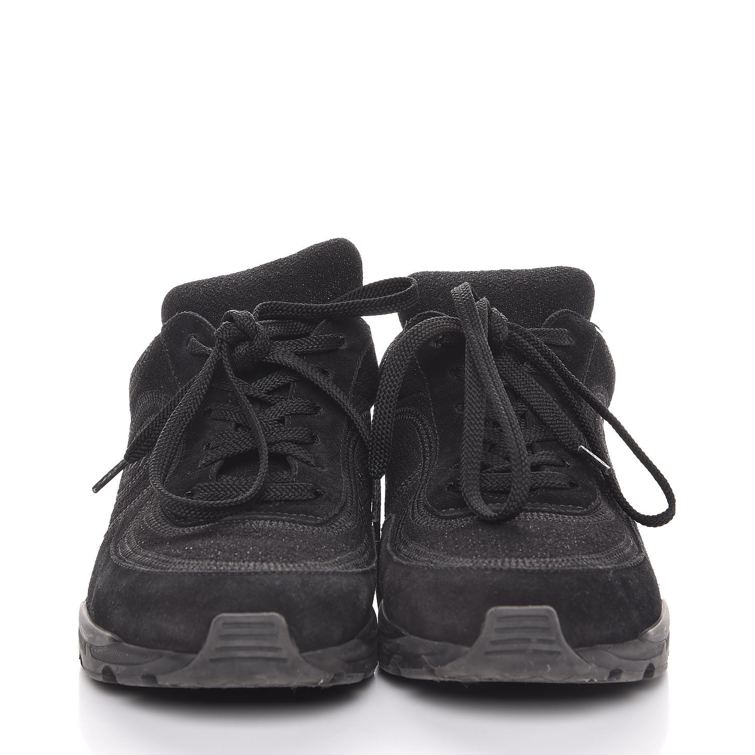 Chanel Suede Calfskin CC Sneakers 36.5 Black 2 of 10