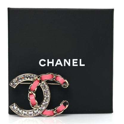 Chanel Lambskin Baguette Crystal CC Chain Brooch Pink Gold 4 of 4
