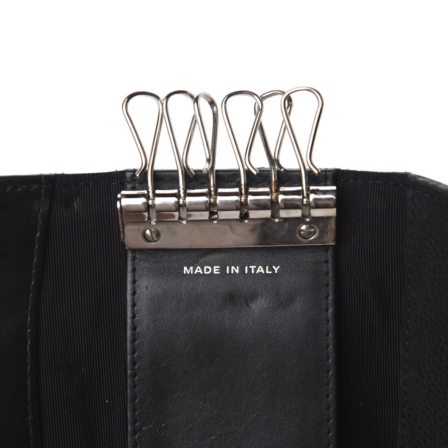 Caviar Quilted 6 Key Holder Black