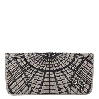 Chanel Calfskin Sequin Embellished Clutch Flap Grey Black 1 of 12