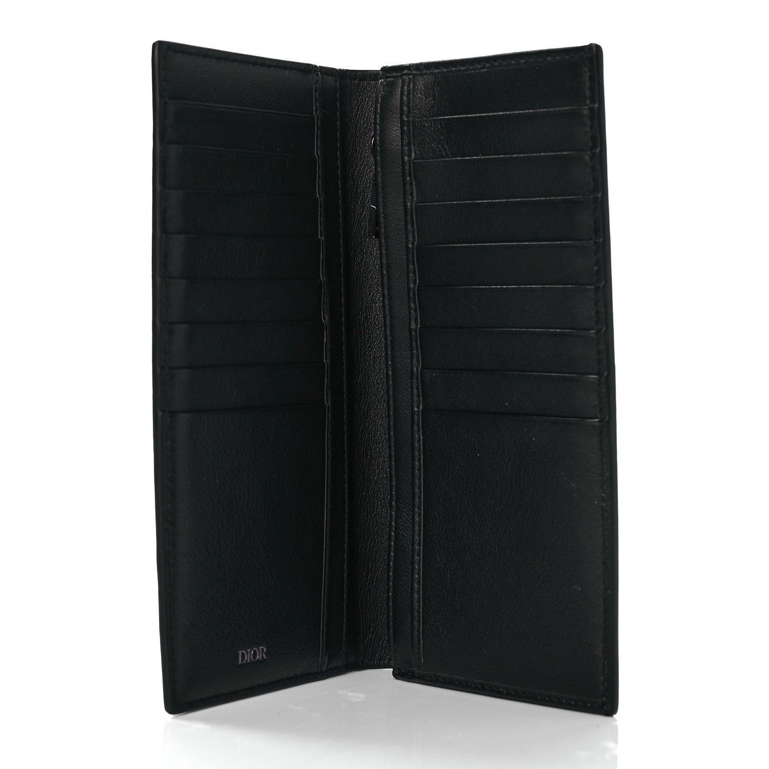 Christian Dior Grained Calfskin CD Vertical Long Wallet Black 5 of 8