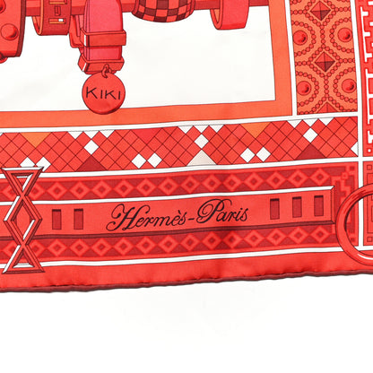 Hermes Silk Colliers de Chiens Scarf 90 Rouge Blanc Bordeaux 2 of 5