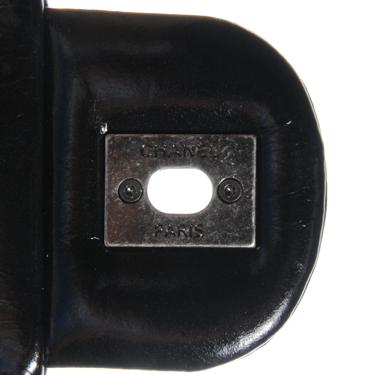 Glazed Calfskin Large Front Flap Tote Black