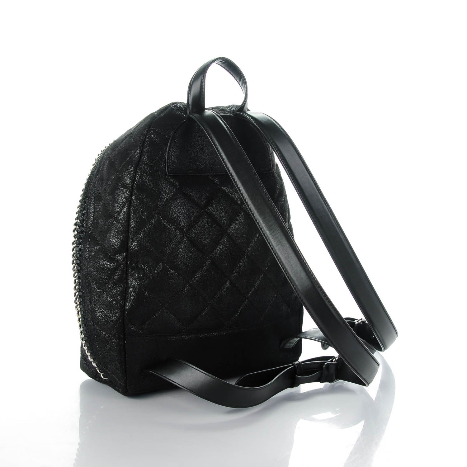 Stella McCartney Shaggy Deer Quilted Mini Falabella Backpack Black 3 of 9