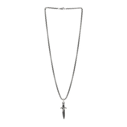 David Yurman Sterling Silver Black Diamond Waves Dagger Amulet Pendant Necklace 3 of 4