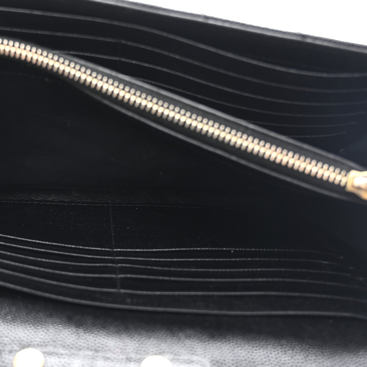 Saint Laurent Grain De Poudre Matelasse Chevron Monogram Chain Wallet Black 6 of 12