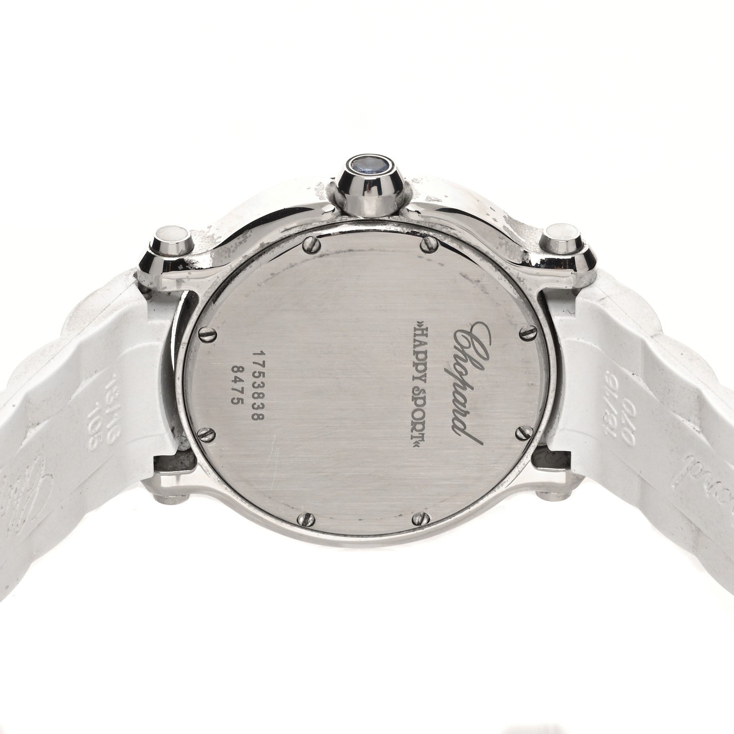 Stainless Steel Rubber 5 Diamond 36mm Happy Sport Guilloche Quartz Watch White