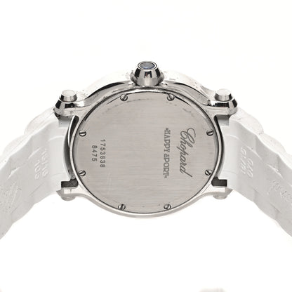 Chopard Stainless Steel Rubber 5 Diamond 36mm Happy Sport Guilloche Quartz Watch White 4 of 4