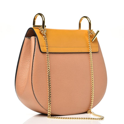 Chloe Grained Calfskin Lambskin Drew Shoulder Bag Wet Sand Sunflower 3 of 7